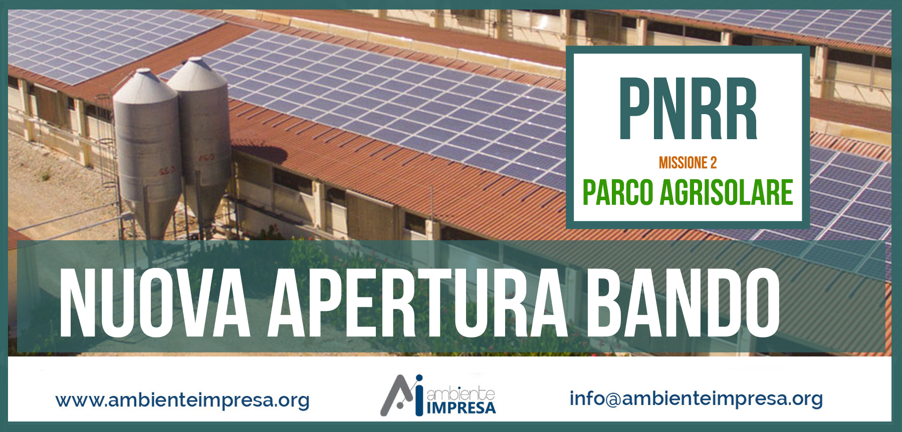 PNRR AGRISOLE - realizzazione di impianti fotovoltaici su edifici a uso produttivo nei settori agricolo, zootecnico e agroindustriale - Ambiente Impresa srl - Cagliari