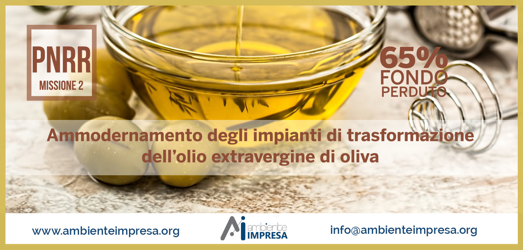 Ammodernamento degli impianti di trasformazione dell’olio extravergine di oliva- Ambiente Impresa srl - Cagliari